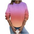 thumbnail image 2 of SDNall Women‘s Ombre Print Drop Shoulder Sweatshirt, Long Sleeve Round Neck Pullover Top for Casual Loungewear, 2 of 5