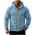 thumbnail image 2 of Fanshiluo Men's Hooded Waterproof Full-Zip Long Sleeve Jacket, Windproof Outdoor Shell Coat with Multiple Zipper Pockets for Men,L,Big and Tall Men, 2 of 9