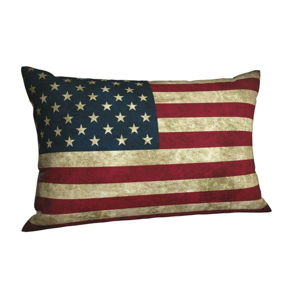 Retro Us America Flag Throw Pillow Cushion Cover Decorative Rectangle Pillow Case 20"x30"