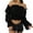 Black, variant on Women Solid One Shoulder Collar Long Sleeve Blouse with Ruffle Trim Elegant Casual Long XL Size Red