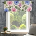 thumbnail image 4 of Spring Pastoral Floral Valances for Windows Pink Blue Flowers Linen Texture Rod Pocket Curtain Valance Window Treatment Short Curtains for Kitchen Living Room, 60"x18", 4 of 9