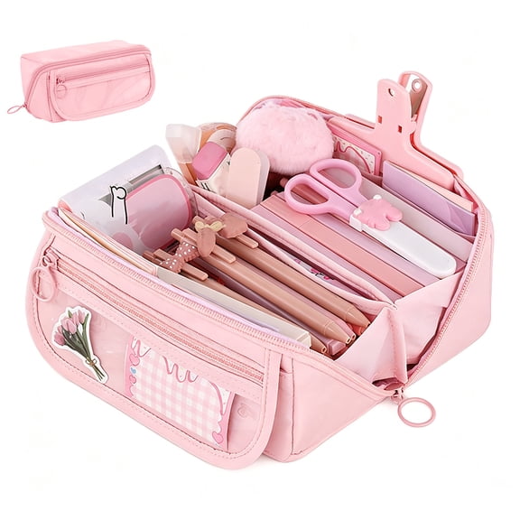 Pencil Case Large Capacity Pencil Pouch for Organisation Zipper Pencil Bag Back to School Supplies - Black