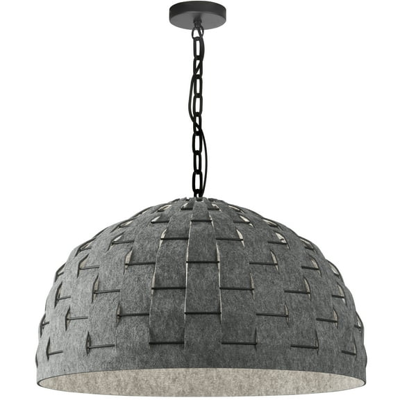 Dainolite PRA-241P-MB-500 1 Light Incandescent Pendant, Matte Black with Grey Felt Shade