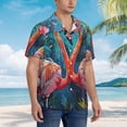 thumbnail image 3 of Vsdgher Romantic Flamingo Pair Print Men's Hawaiian Shirts Button Down Tropical Holiday Beach Shirts Vacation Clothes,Medium, 3 of 7