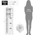 thumbnail image 2 of OWNEN Bathroom Tall Cabinet, Slim Storage Cabinet, Narrow Freestanding Floor Cabinet with 3 Drawers & 2 Shelves, Linen Tower for Small Space, 12" D x 12" W x 56" H, White,56"H, 2 of 9