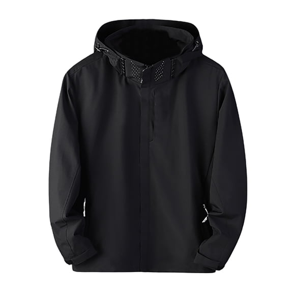 Baqcunre Lightweight Casual Jacket for Women, Womens Fall / Winter Zipper Single Layer Hooded Rash Guard Rainproof Breathable for Outdoor Travel Casual Jacket Clearance! 1PC Jacket Black L