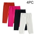 thumbnail image 2 of Lenpel Girls' Capris Leggings Toddler 4 Pcs Elastic Waist Stretch Slim Workout Cropped Pants Summer Athletic Casual Capris, 2 of 7