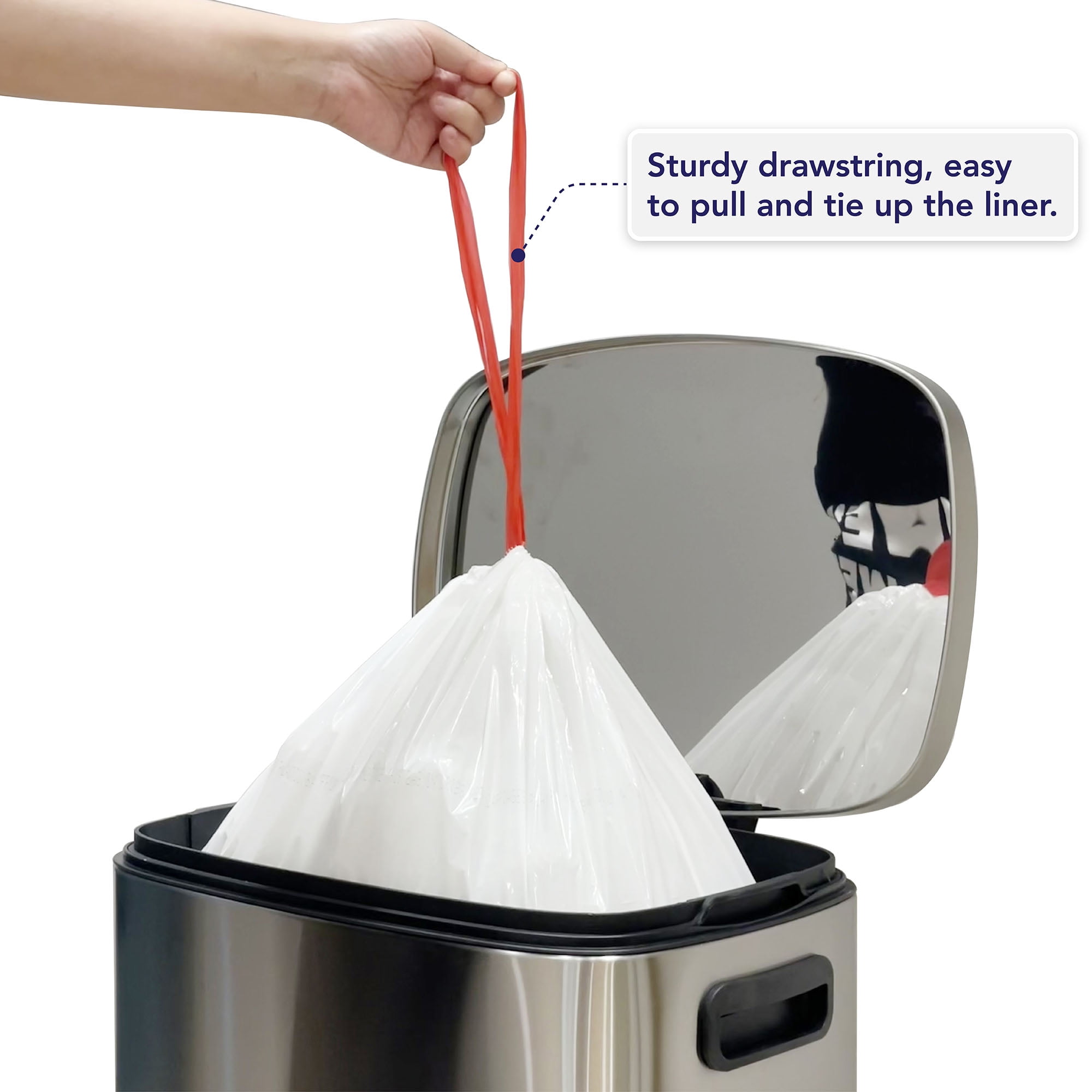 HygiCare 13 Gallon Tall Kitchen Drawstring Trash Bags, 200 Count, Lavender Scent, Super Strong, Leakproof