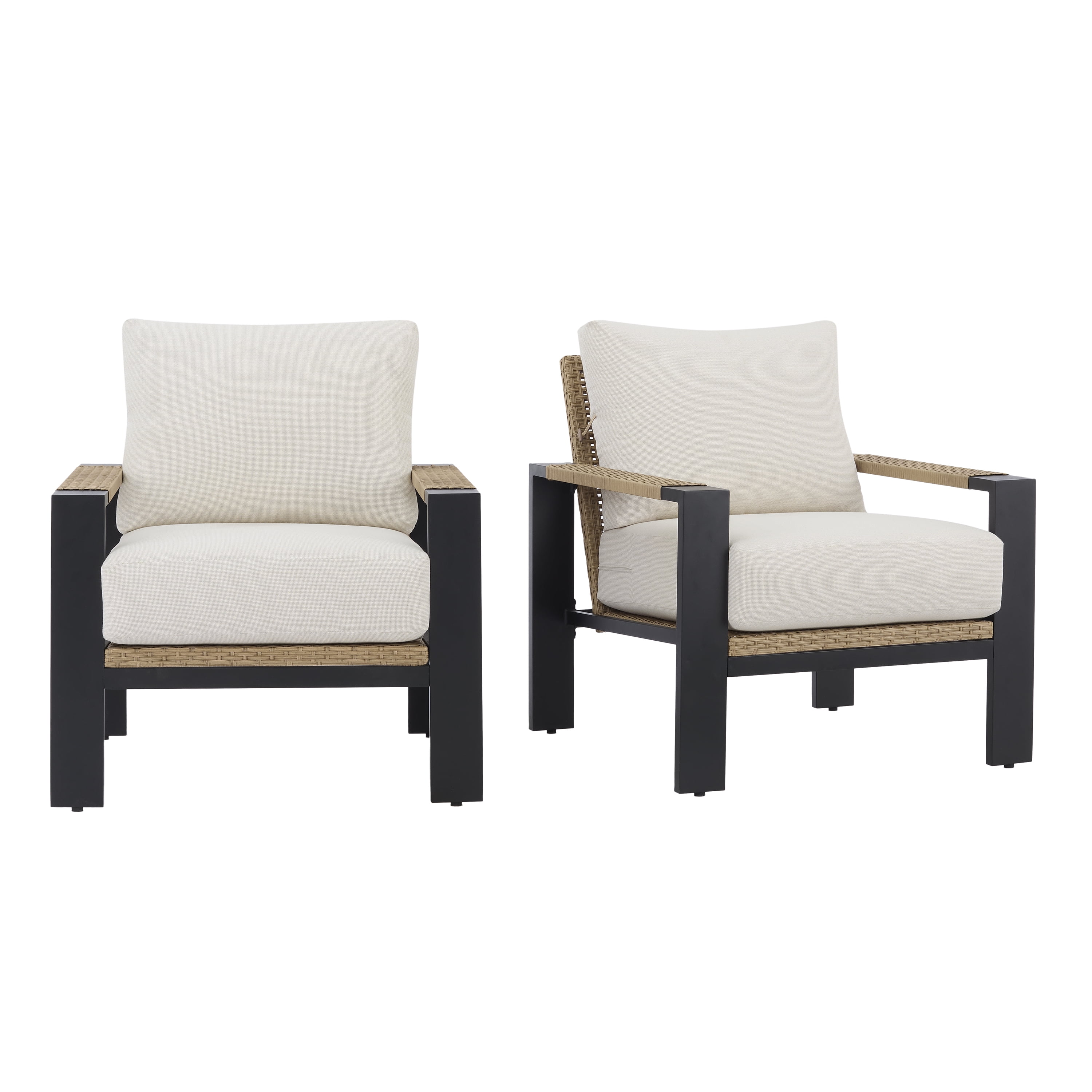 Better Homes & Gardens Ventura 2-Piece Outdoor Wicker Chat Chair, Beige