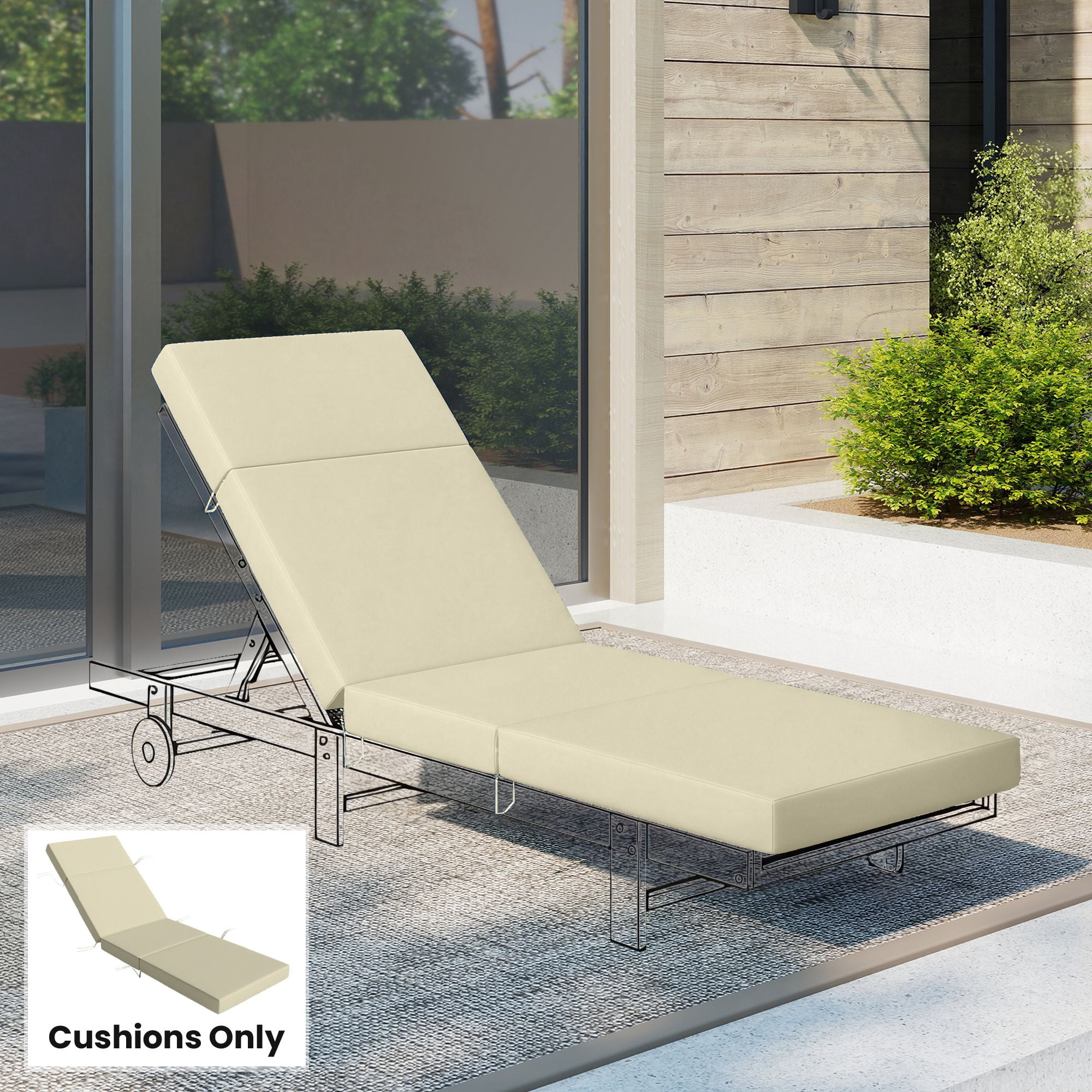 Alvantor Chaise Lounge Cushion 4" Lounge Cushion for Outdoor Patio 26" x 80 ", Cream White