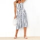 thumbnail image 4 of Vestido Midi Elegante Vestido ajustado de mujer estilo bohemio a rayas de un solo pecho sin espalda traje diario Cgtredaw Negro S para Mujer, 4 of 7