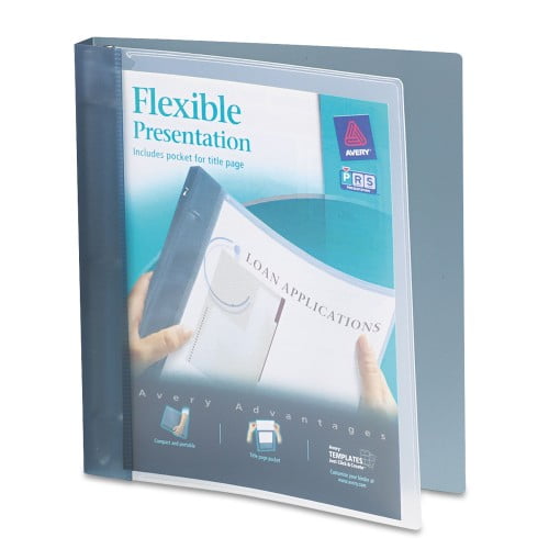 New Avery Flexible View Binder with Round Rings, 3 Rings, 1' Capacity, 11 x 8.5, Gray,Each