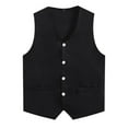 thumbnail image 2 of Haitryli Women Men Button Vest Volunteer Activity Vest Unisex Waiter Waistcoat Bartender Work Uniform Black XXL, 2 of 5