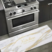 Carvapet Comfort Anti-Fatigue Kitchen Mat Waterproof Floor Pad Kitchen Rug, Gold Marble Design, 18"x 47"