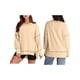thumbnail image 3 of Sudadera Informal de Cuello Redondo para Mujer, de Larga, Holgada, , con Costuras en Contraste, para Otoño. Crema L, 3 of 8