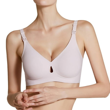 Quealent Nursing Bras for Breastfeeding  Seamless Ultra Comfort Maternity Bra  Natural Shape  Pregnancy Sleep Bralette (Pink 34)