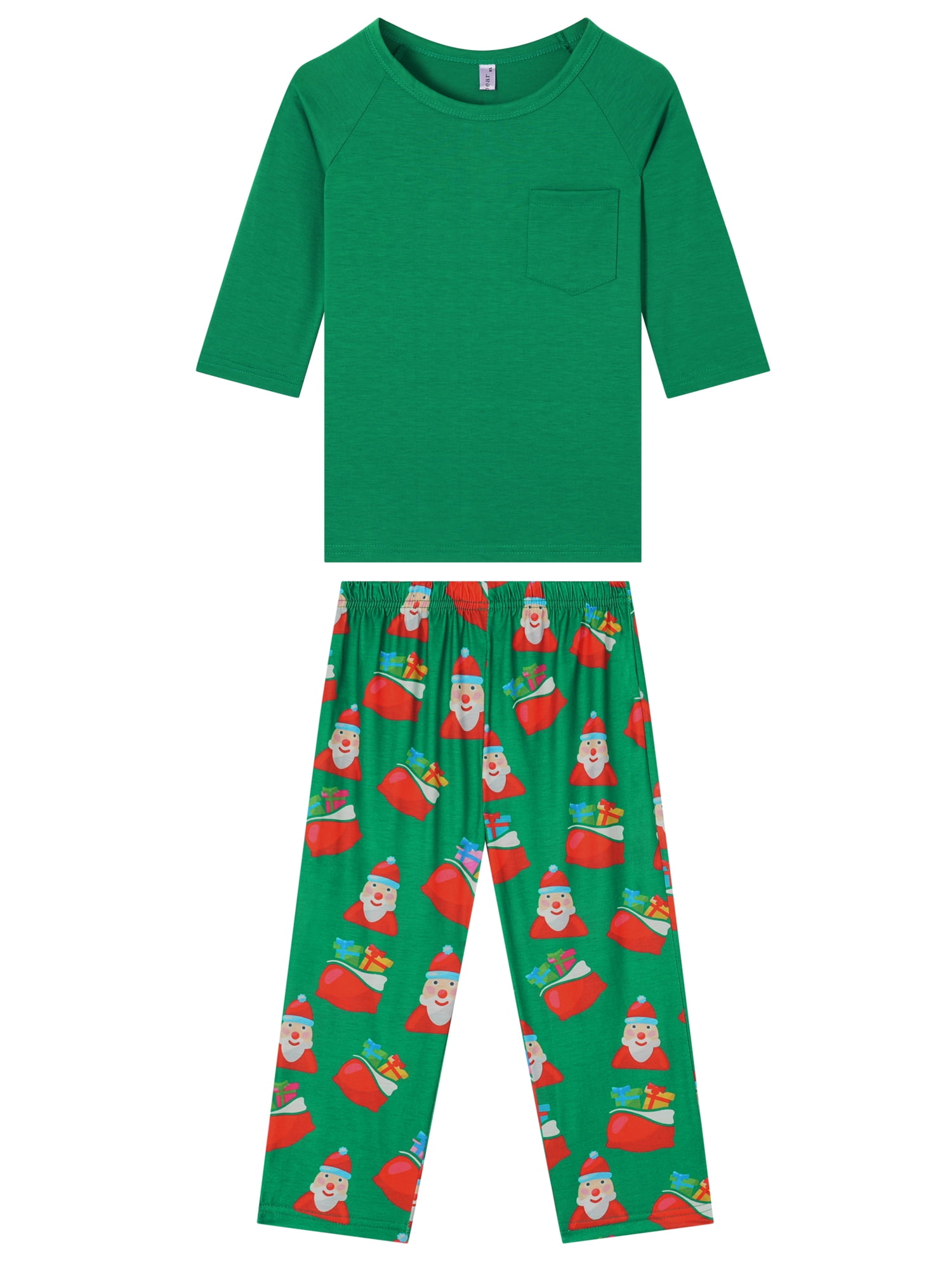 DARING DIVA Pajamas Christmas Santa Family Pajama Long Sleeve Family Pajama Sets XS Teen Green
