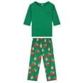 thumbnail image 2 of Pijamas navideños de Santa Inspire Chic, conjunto de pijamas familiares de manga larga y pantalones, [Niños y Niñas] S Verde, 2 of 4