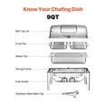 thumbnail image 6 of KFFKFF Buffet Chafing Dish Full Kit, 9 Qt Single Pack, Stainless Steel Chafer with Two Half-Size Pans, Rectangular Food Warmer with Transparent Lid, Water Pan, Collapsible Stand, and Fuel Holder, 6 of 9