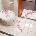 thumbnail image 6 of 3 Piece Bathroom Rug Set, Cherry Blossoms Non Slip Bath Mat with Contour Toilet Mat and Lid Cover, Watercolor Pink Floral Absorbent Soft Shower Mats for Bathroom, 6 of 9