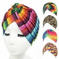 thumbnail image 1 of Flmtop Mode Arc-en-Ciel Couleur Léopard Femmes Tête Enveloppe Chapeau Bonnet Couverture de Protection, 1 of 7