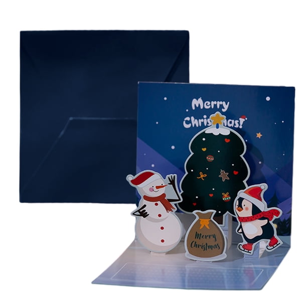 Tarjetas de Navidad emergentes 3D de Paper love, coches navideños, vacaciones, fundas de regalos navideños