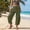 c01Green, variant on Palazzo Harem Pants Women with Pockets Elastic Waist Pleated Wide Leg Cropped Pants Loose Adjustable Drawstring Side Slit Lounge Pants Blue XXL