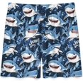 thumbnail image 4 of NICKSUN Shorts de Pyjama Amusants pour Hommes, Bas de Pyjama Courts Doux avec Poches, Bleu Requin Cartoon, S, 4 of 6