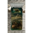 thumbnail image 3 of Ambesonne Ocean Quilted Bedspread Set 2 Pcs, Old Ship on Calm Waters, Twin Size, Green Brown Dark Blue, 3 of 3