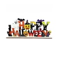 thumbnail image 2 of Happy Halloween Wooden Tabletop Sign,Ghost Pumpkin Bat Layered Mantel Decor,Freestanding Farmhouse Shelf Ornament Holiday Gift, 2 of 6