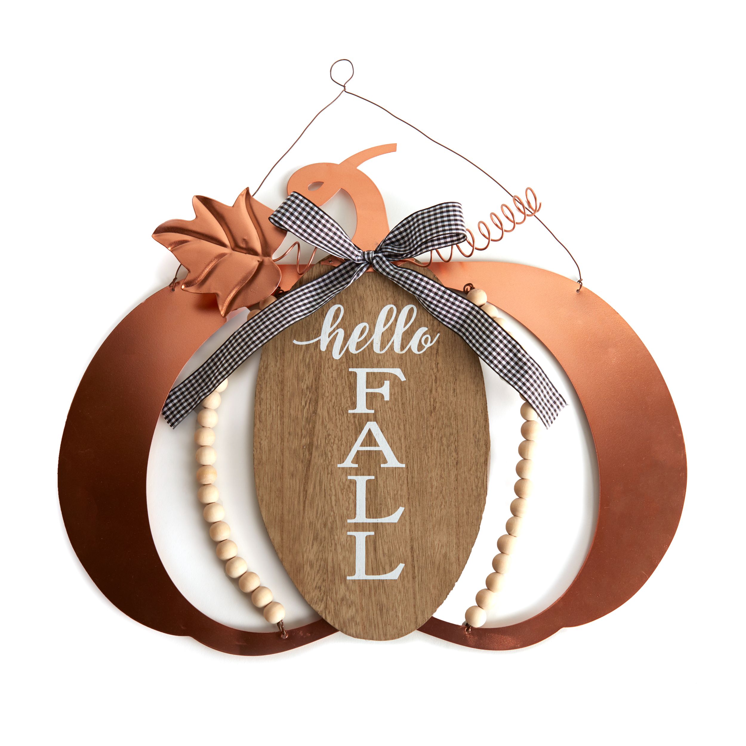 Hello Fall Wall Hanging Pumpkin Sign Harvest Greeting Room Accent