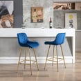 thumbnail image 2 of Blue Velvet Bar Stools-Set of 2,26 Inch Bar Stools for Kitchen Counter Bar Stool,BLUE, 2 of 5