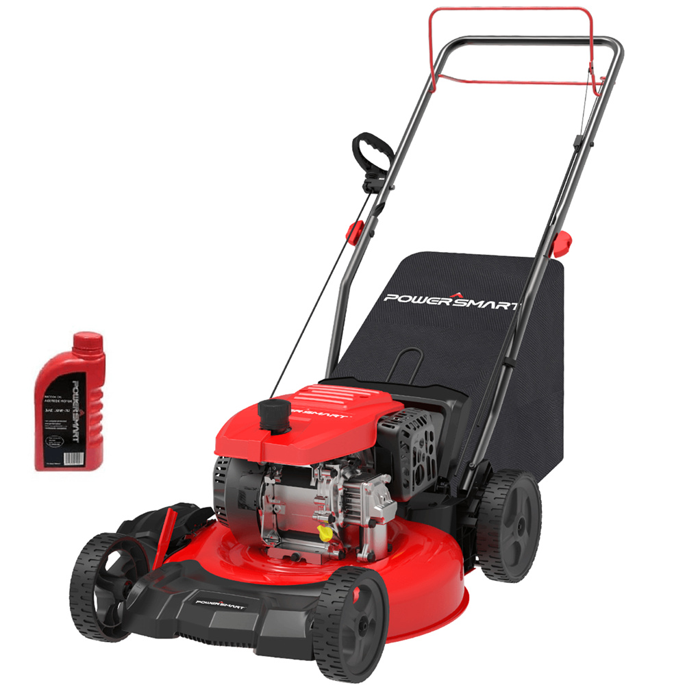 Gas Powered Lawn Mower, PowerSmart 21 Inch Self Propelled Gas Mower