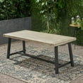 thumbnail image 3 of GDF Studio Emersyn Outdoor Acacia Rectangular Wood Dining Table, Light Gray and Black, 6 seat, 3 of 9