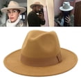 thumbnail image 4 of TISHITA 2x Flat Top Fedora Hat Simple Ribbon Band Belt British Winter Fishing, 4 of 7