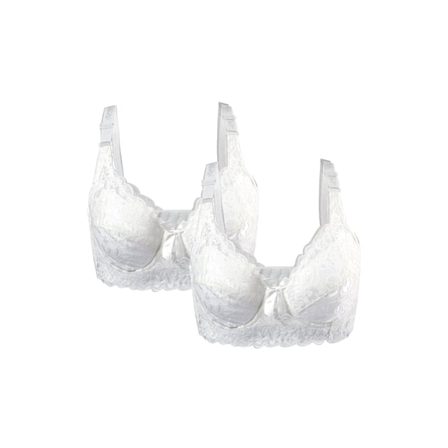 Sostén con aros de flores acolchado de cobertura total para mujer de tallas grandes INSPIRE CHIC blanco - 2 piezas 44/100 ajuste 42B/C
