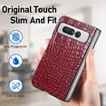 thumbnail image 2 of SaniMore for Google Pixel Fold 7.6" 2023 Case, Crocodile Texture PU Leather ull Protection with Tempered Glass Screen Protector Wear-resistant Vintage Folding Shell Shockproof Drop-resistant, Red, 2 of 8