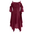 thumbnail image 2 of ersvoioy Womens Gothic Off Shoulder Midi Dress Cold Shoulder Ruffle Sleeve Button Down Asymmetrical Tunic Gown with Choker Detail Soft for Halloween Party Cosplay and Alternative Fashion Events, 2 of 4
