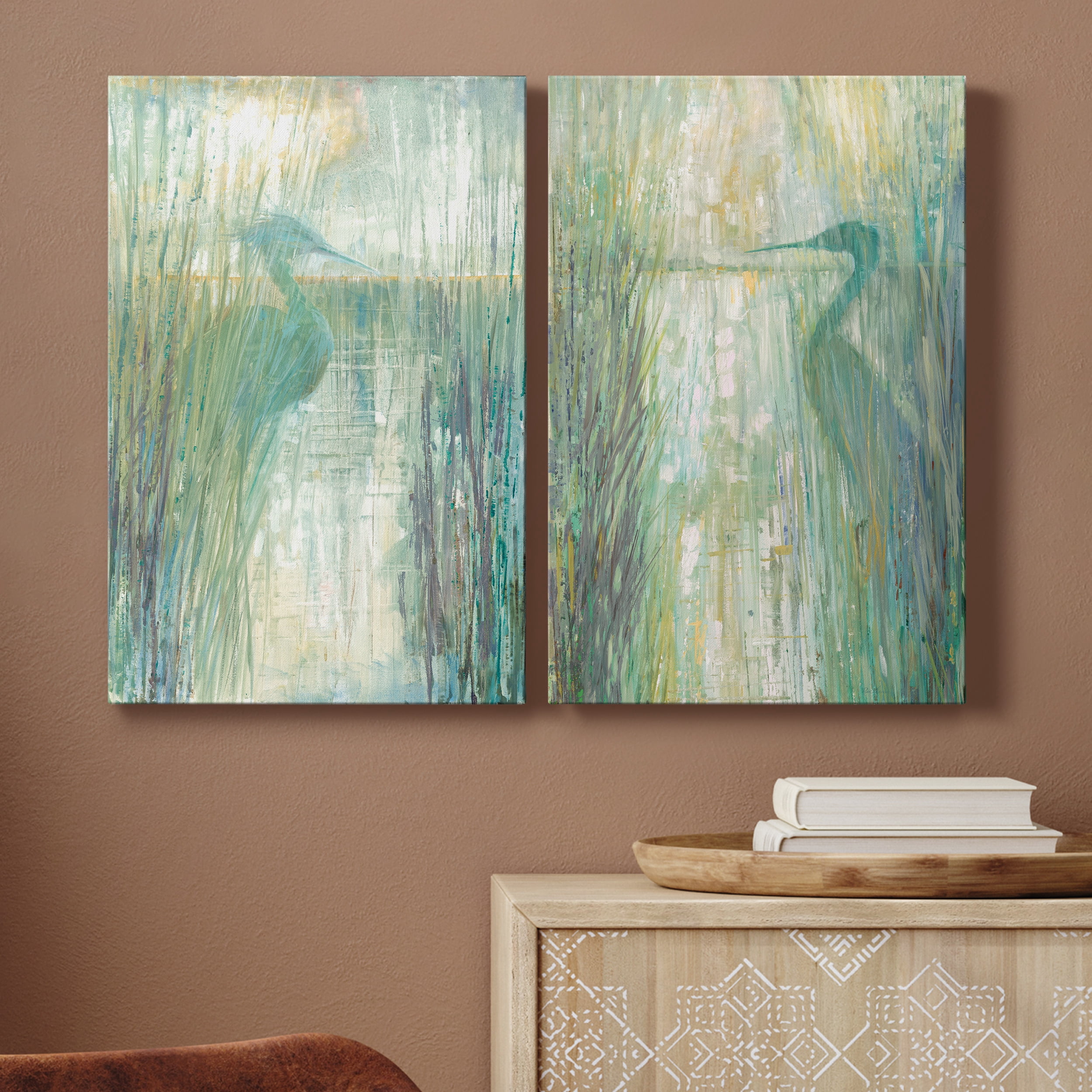 Morning Egret I Premium Gallery Wrapped Canvas - Ready to Hang - Set of 2 - 8 x 12 Each