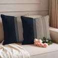 thumbnail image 2 of Navy Blue Black Stripe Outdoor Waterproof Pillow Covers, Contemporary Clean-lined Abstract Decorative Square Throw Pillowcase Sofa Cushion Sham for Patio/Couch/Chair, 24"x24" 2 Pack, 2 of 8