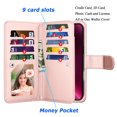 thumbnail image 2 of Tiflook Wallet Case for iPhone 16E 5G 6.1", PU Leather ID Cash Credit Card Slots Holder Carrying Pouch Folio Flip Cover [Detachable Magnetic Hard Cases] Lanyard - Rose, 2 of 6