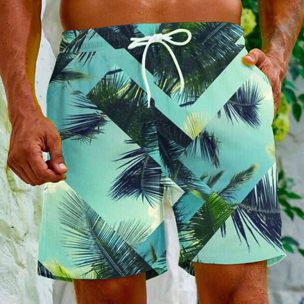 Puntoco Pantalones Cortos De Playa Para Hombre Con Bolsillo Con Cordón Y Pantalones Cortos Estampados Verde Xxxl,Pantalones Cortos Hombre