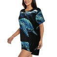 thumbnail image 2 of Qekee Ocean Turtle Women's Pajama Set Short Sleeve Sleepwear Summer Home Wear with Pockets Soft Short Sleeve Shirt - Ocean Turtle, 2 of 9