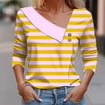 thumbnail image 2 of Kaemgyyd Going out Tops for Women Fashion Asymmetrical Neck Shirt Striped Long Sleeves Casual Color Block Pullover, 2 of 5