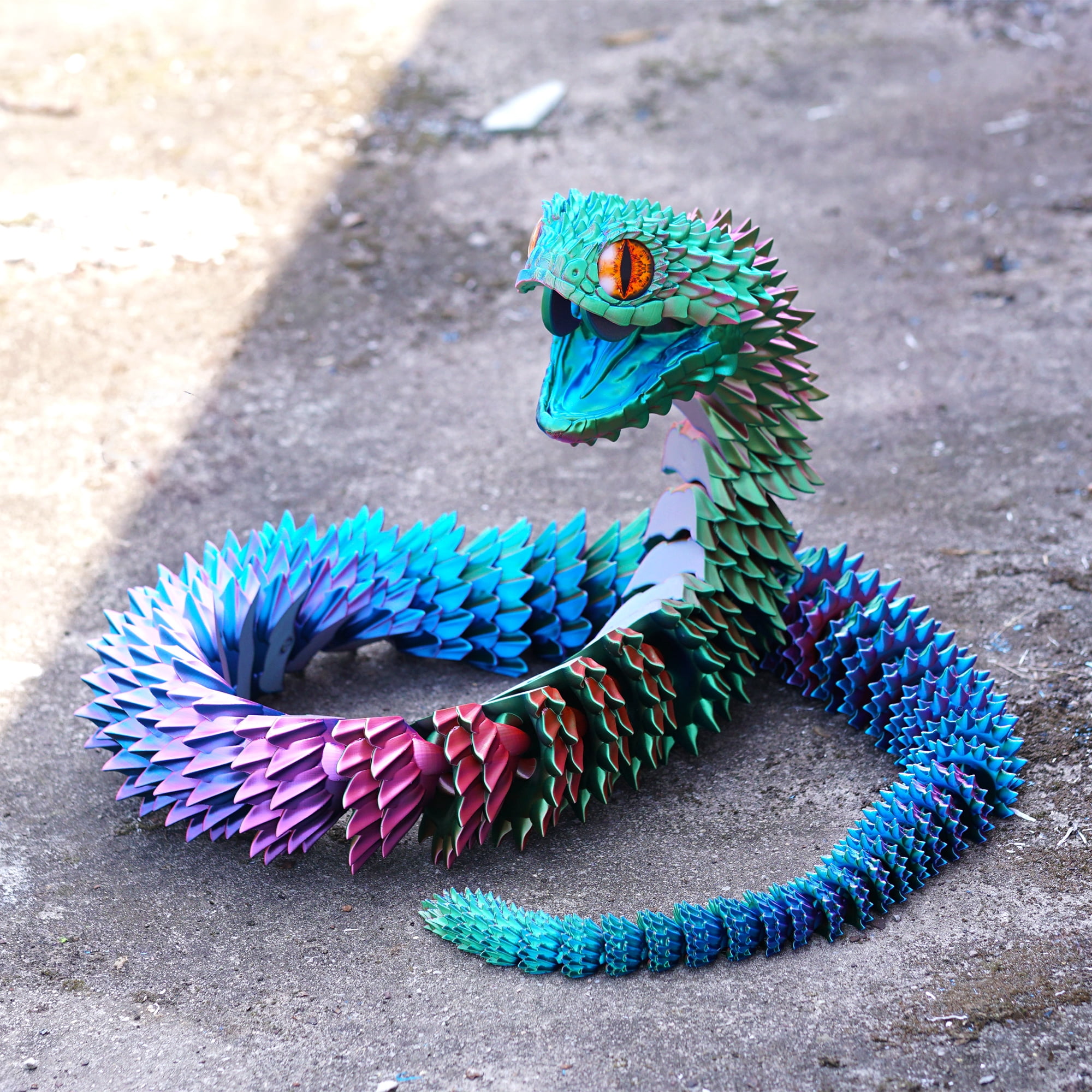 79inch 3D Printed snake,Flexible Joint Animal lacertid Figurines,Realistic Eyes, Home Office Decor,Fidget Toy for Adults Teens Boy Festival Gifts