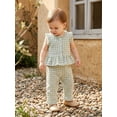 thumbnail image 3 of Loicainy Toddler Baby Girl Summer Clothes 6 12 18 24 Months 2T 3T 4T Cute Plaid Button Down Ruffle Tank Tops with Pants 2Pcs Outfits Set, 3 of 9