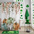 thumbnail image 5 of Fall Thanksgiving Shower Curtain Set with Hooks, Orange White Green Pumpkin Leaf Waterproof Fabric Bathroom Curtains Decor Home Accessories, Stall Long 54 X 78 Inch, 5 of 9