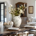 thumbnail image 4 of LuxenHome Rustic Gray and White Terracotta 10-Inch Round Vase with Handles, 4 of 8