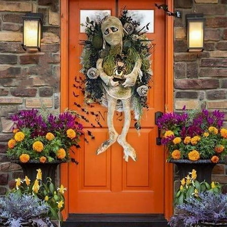 New Halloween Mummy Wreath for Front Door, Halloween Wreath Mummy