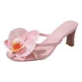thumbnail image 3 of Rokment Women's Open Toe Floral Kitten Heels Boho Beach Summer Block High Heeled Flower Flip Flops Thong Dress Slides Sandals Pink Size 6, 3 of 4